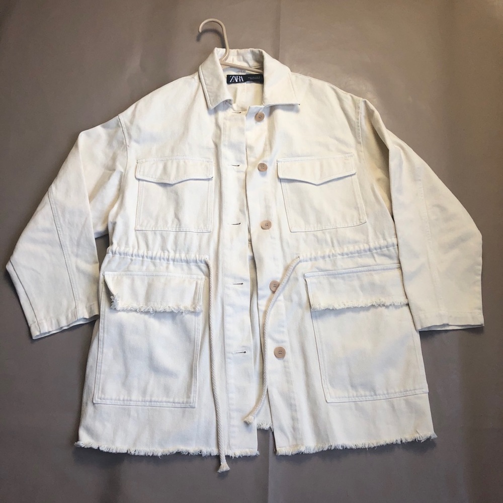 Zara Oversized Jacket Big Pockets Raw Hem M